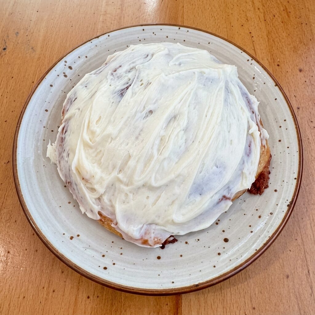 Cinnamon roll with cream cheese frosting