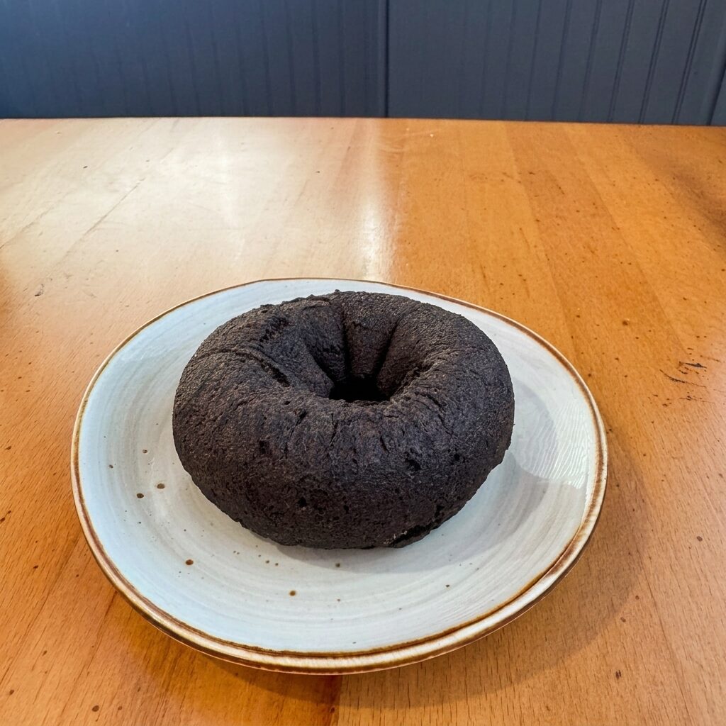 Chocolate cake donut with deep dark cake texture